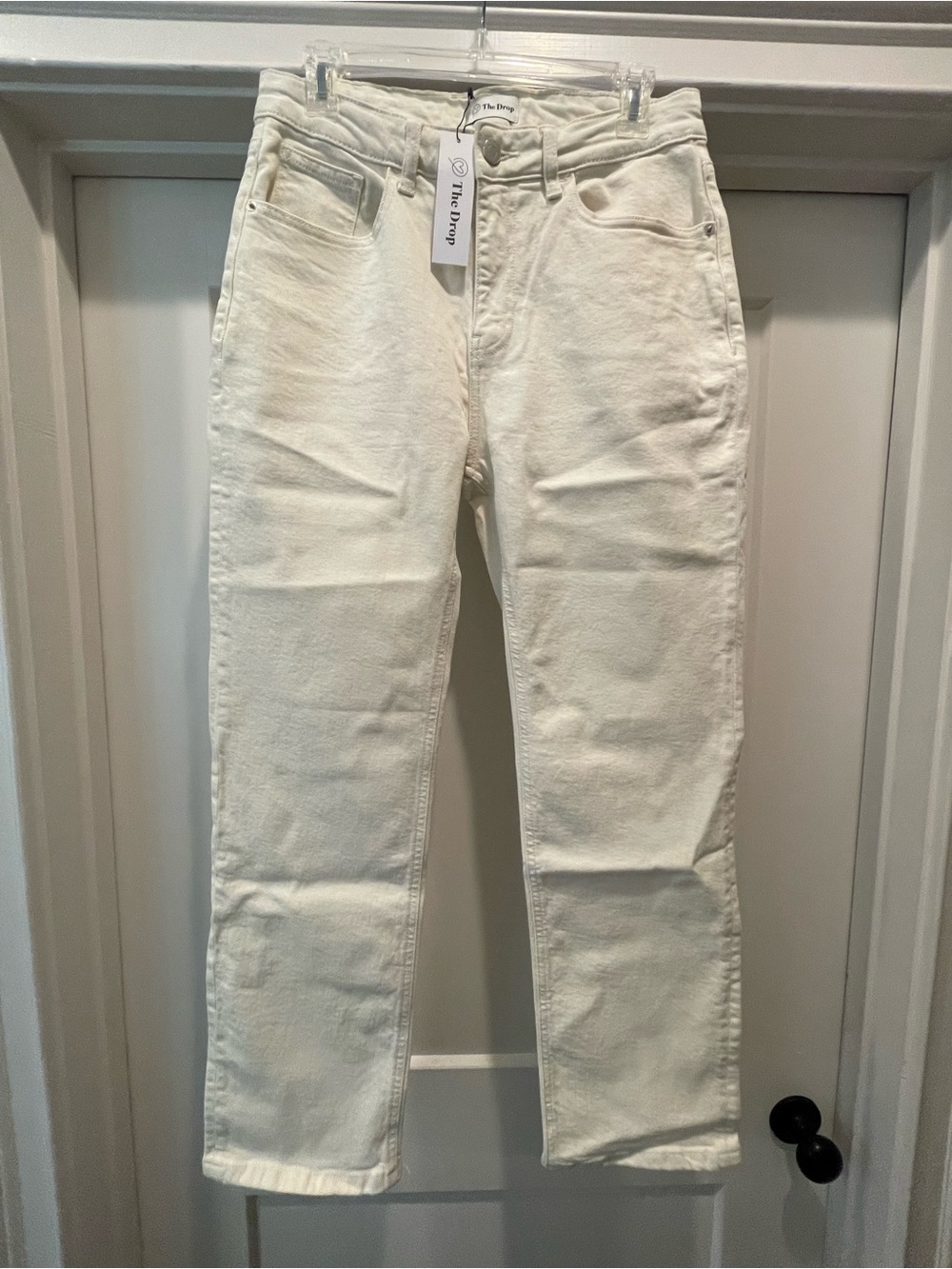 The Drop Women's Straight Jeans in Off-White